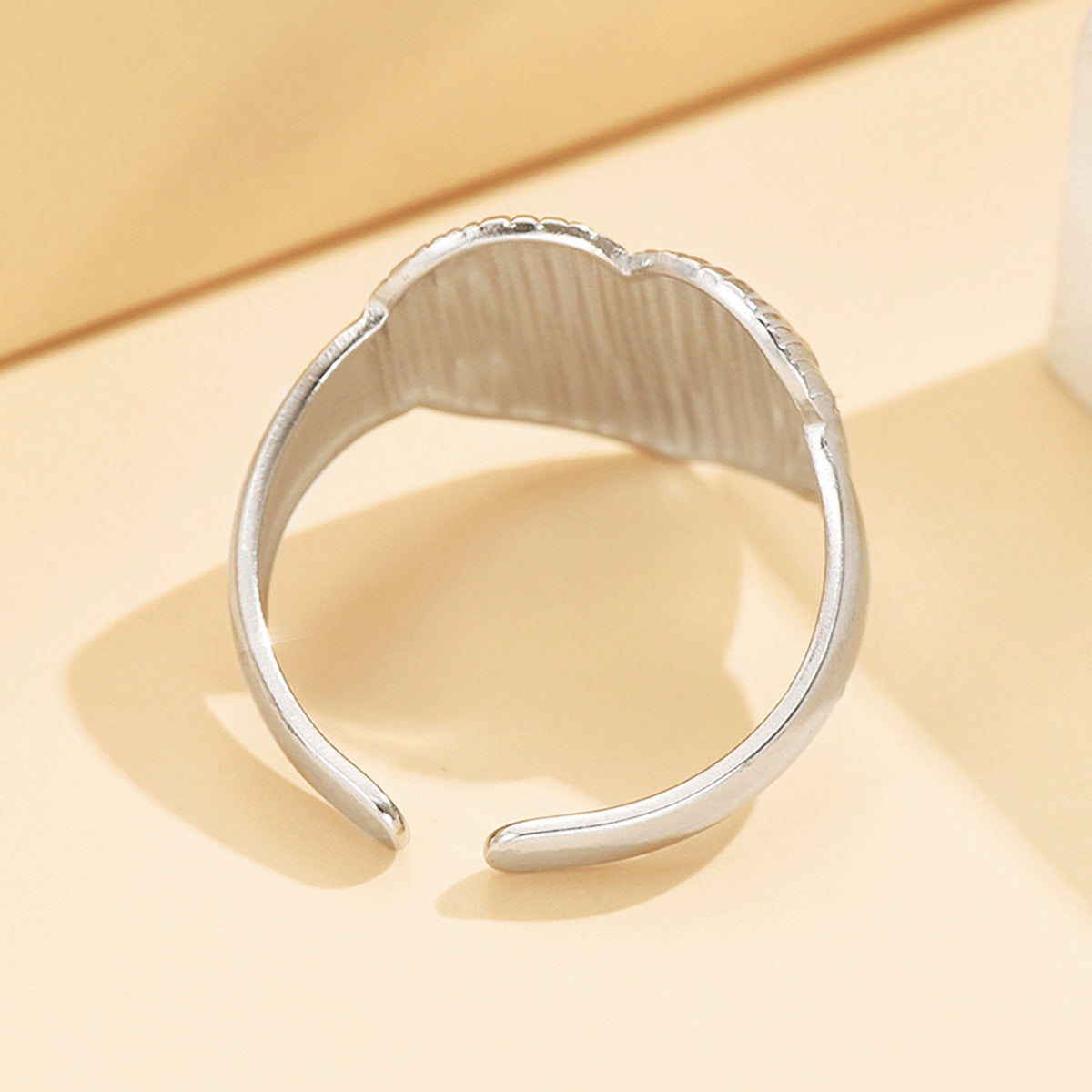Personality Fashion Geometry Pattern Texture Design Love Heart-shaped Temperament Open Ring