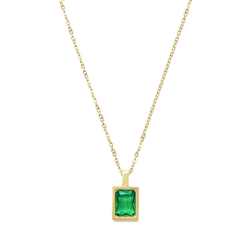 Square Zircon Titanium Steel Multiple Gold Necklaces