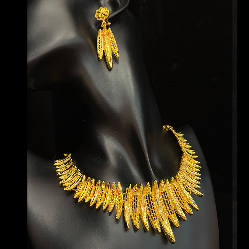 Gold Plated Female Bridal Wedding Imitation Jewelry Set