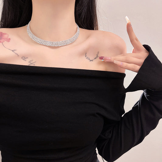 Full Diamond Niche Clavicle Chain Twin Necklaces