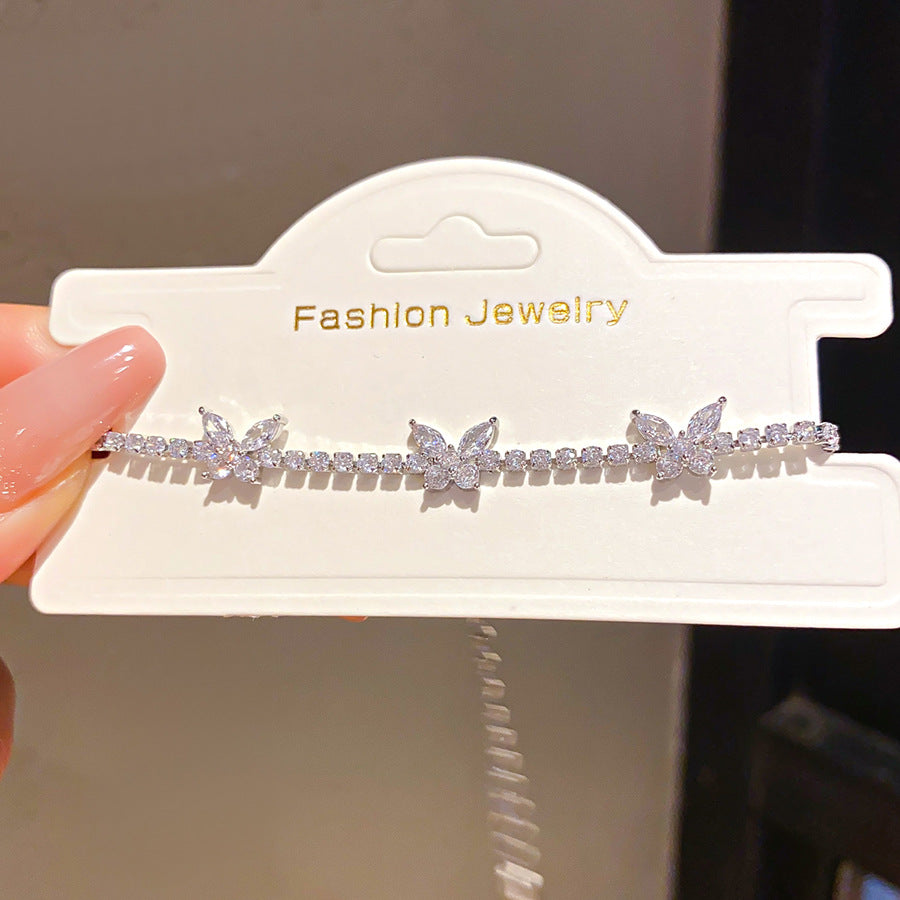 French Style Cold Simple Zircon Butterfly Light Luxury High Sense Bracelet