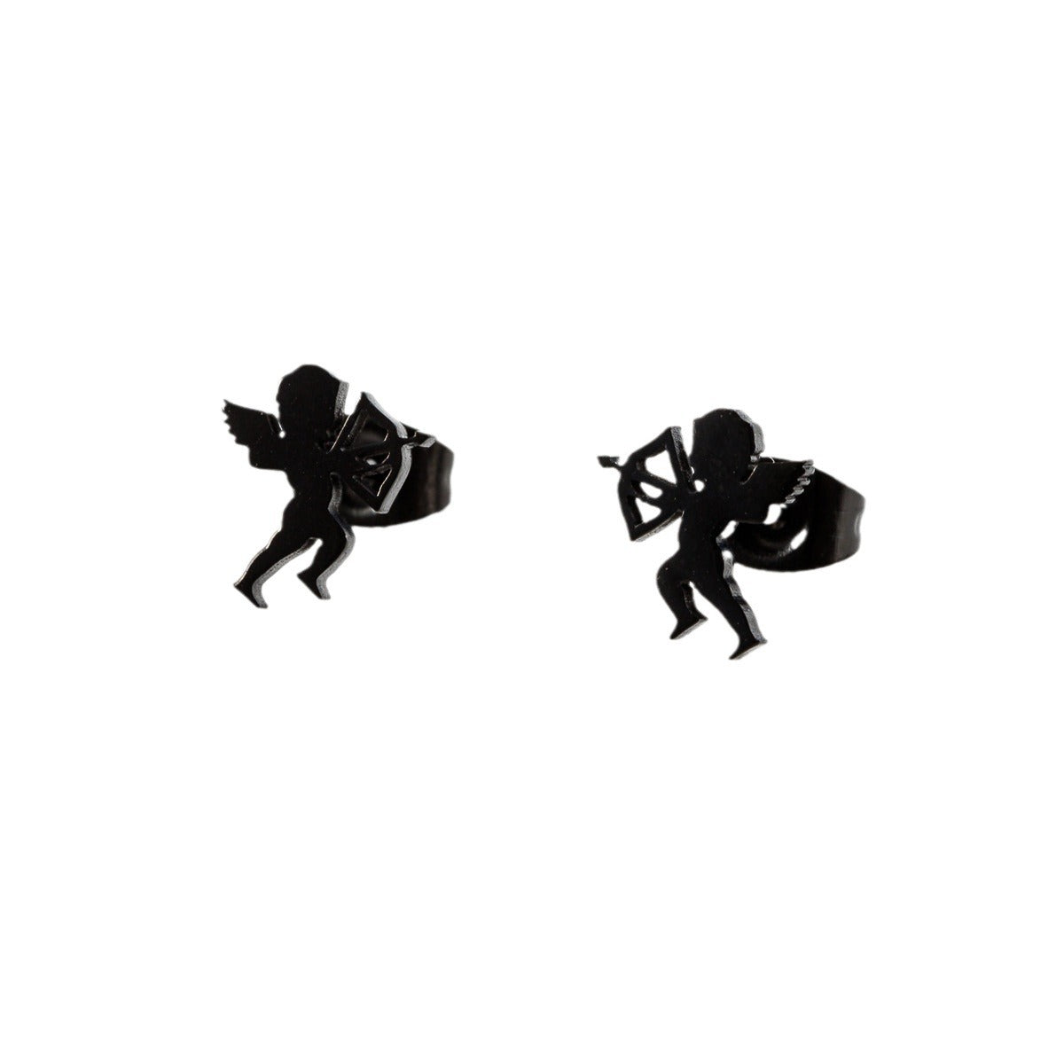 Stainless Steel Goldfish Bird Ear Design Ghost Skull Stud Earrings