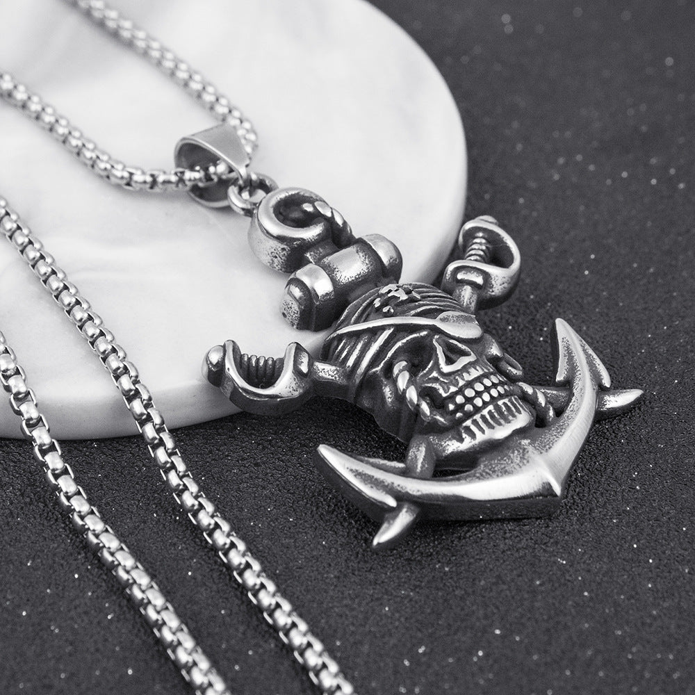 Design Double Sword Pirate Titanium Steel Vintage Halloween Necklaces