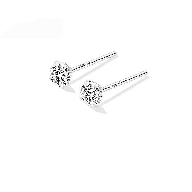 Women's Sterling Sier For Simple Zircon Diamond Stud Earrings