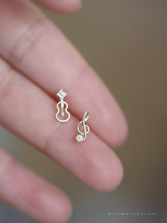 Sier Gold-plated Female Musical Note Violin Rings