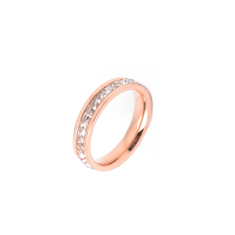 Women's & Men's Diamond Titanium Steel Double Row Full Ring