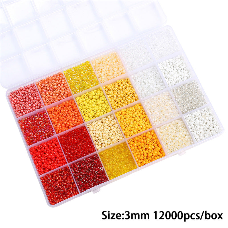 Grid Glass Color Straight Hole Bead Box Jewelry Accessories