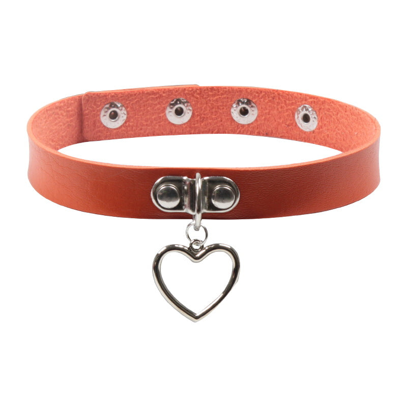 Soft Leather Love Heart Shaped Female Neckband Clavicle Necklaces