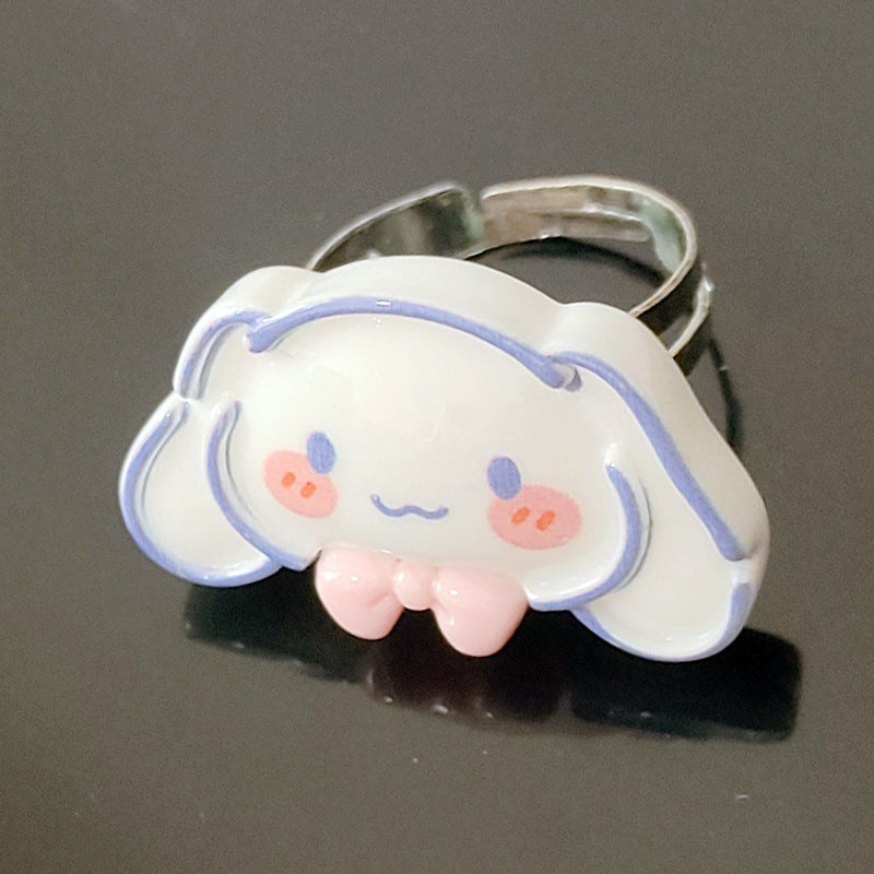 Cartoon Resin Acrylic Transparent Pacha Dog Rings