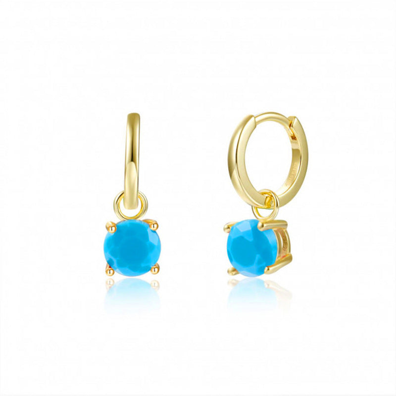 Light Luxury Sier Needle Geometric Ear Female Water Drop Leaf Stud Earrings