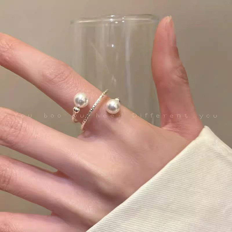 Style Pearl Zircon Butterfly Female Niche High-grade Rings