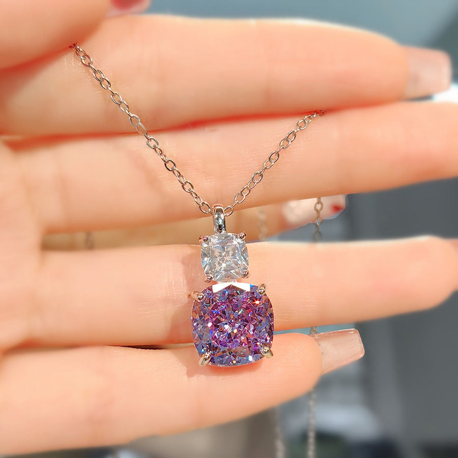 Women's Luxury Fashion Versatile Pink Diamond Purple Jewelry Set