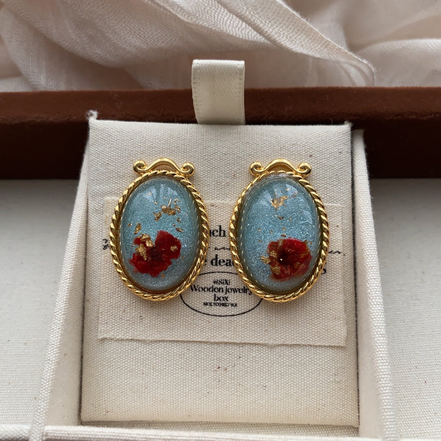 Flower Gold Foil Jelly Glaze Ear Vintage Court Earrings