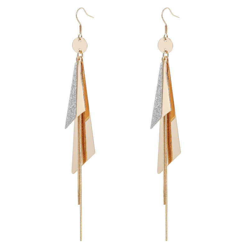 Women's Temperamental Long Super Fairy Geometric Tassel Stud Earrings