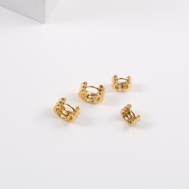 Open Small Titanium Steel Gold Plated Stud Earrings