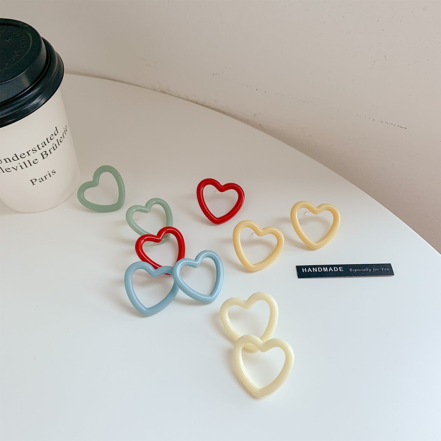 Love Heart Female Sweet Style Minimalist Design Earrings