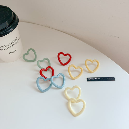 Love Heart Female Sweet Style Minimalist Design Earrings