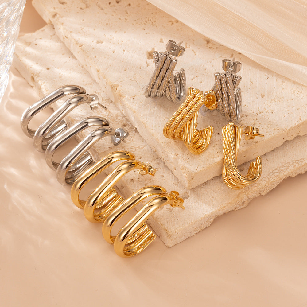 Steel Light Luxury High-grade Versatile Design Earrings