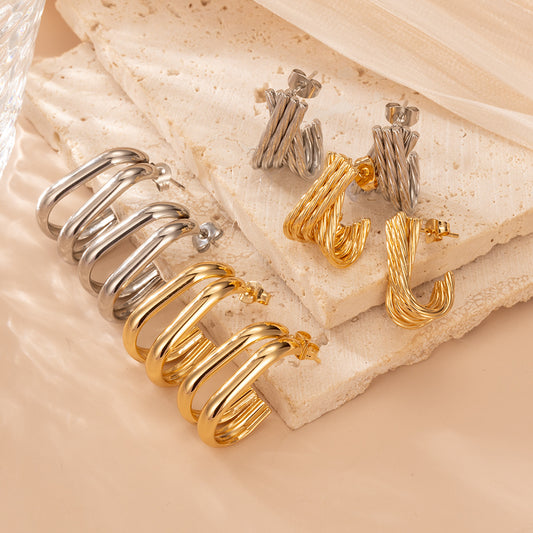 Steel Light Luxury High-grade Versatile Design Earrings