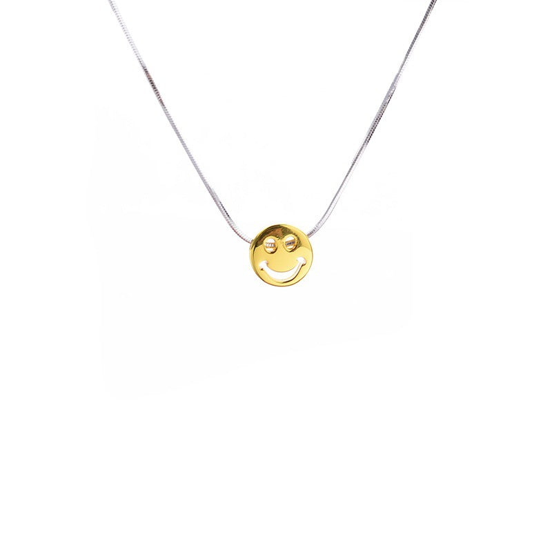 Women's Korean Fashion Smiley Heart Design Gold Necklaces