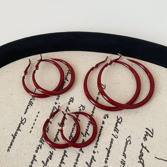 Women's Style Oil Dripping Red Ear Retro Rings