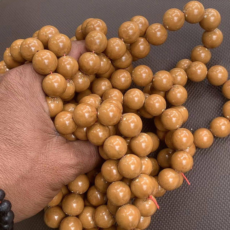 Perfect Circle Light Bead Zi Jin Shu Bodhi Yellow Skin Bracelet