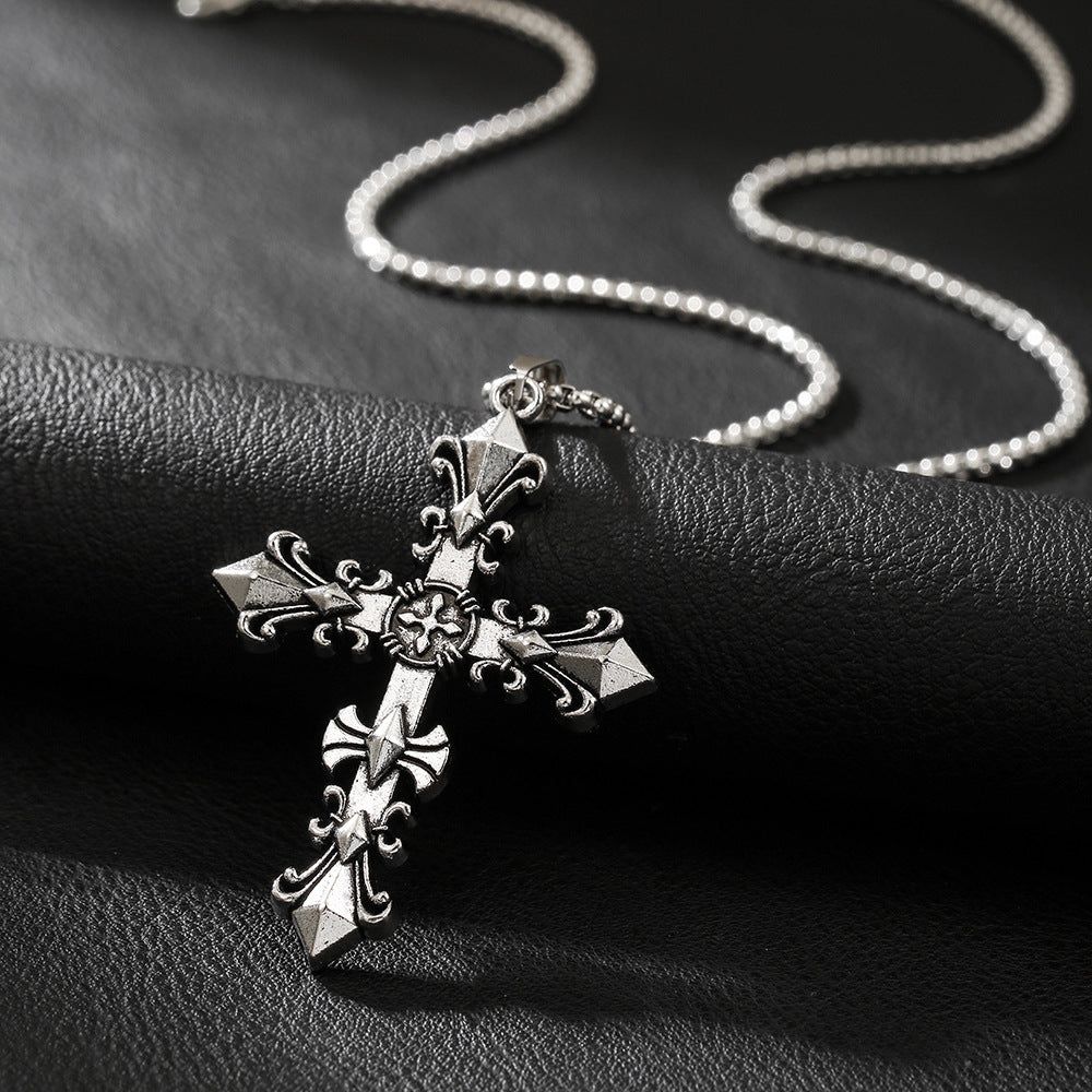 Retro Personality Cruciate Flower Cross Alloy Punk Hip Pendants