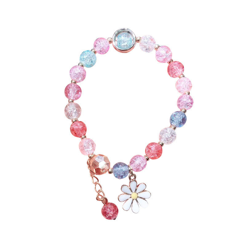 Camellia Little Daisy Crystal Girlfriends Color Glass Chipping Bracelet