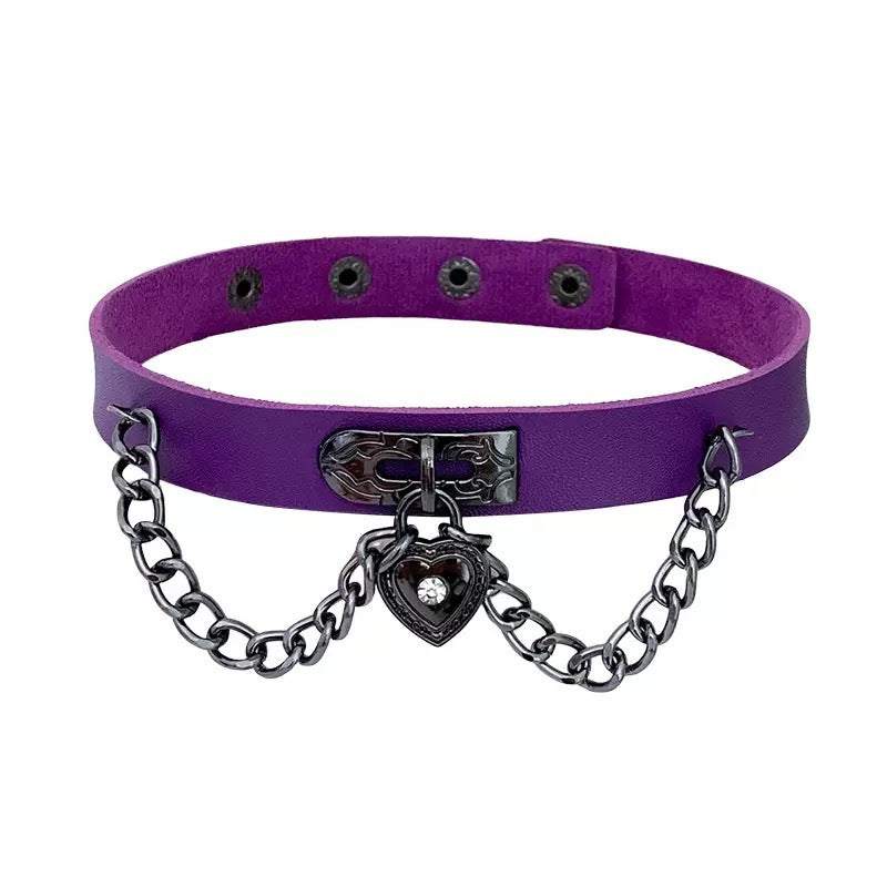 Punk Leather Couple Love Dark Gothic Clavicle Necklaces