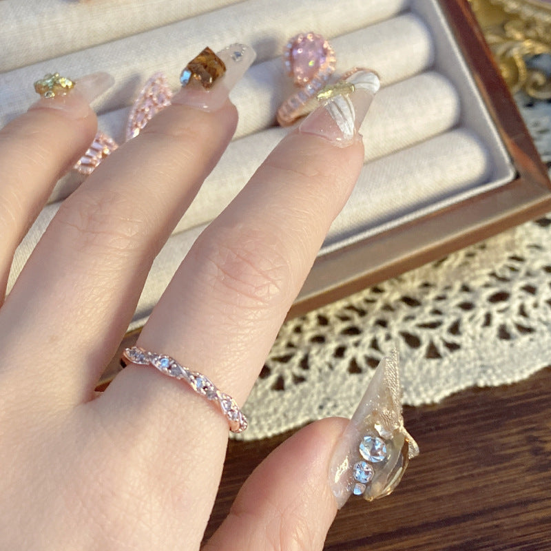 Palace Rose Golden Lace Hollow Open End Expensive Rings