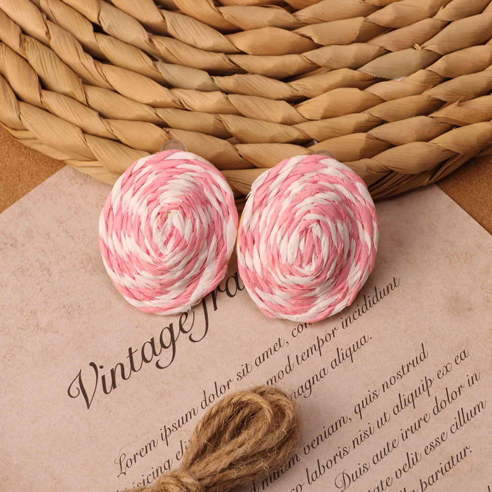 Retro Beach Vacation Bohemian Grass Rattan Woven Female Temperament Long Earrings