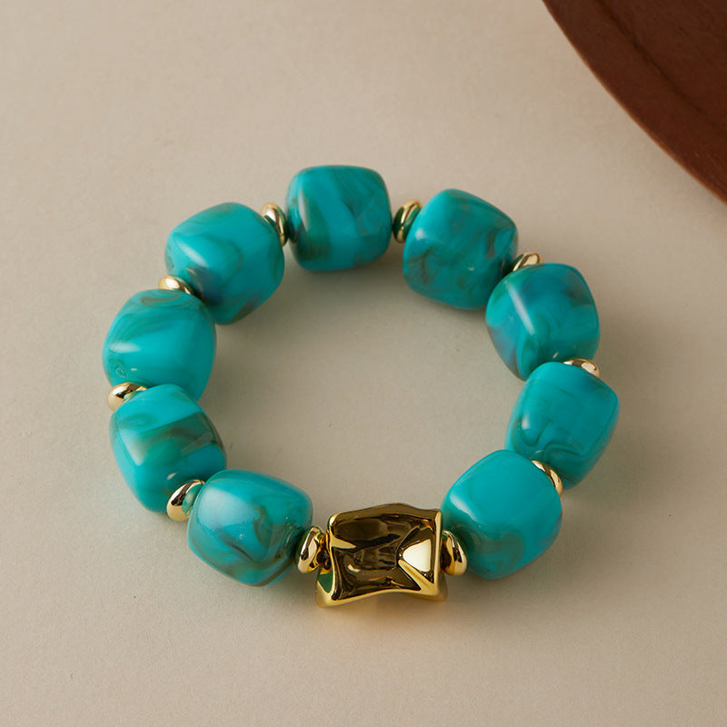 Blooming Vintage Handmade Dopamine Creative Elastic String Oval Geometric Square Bracelets