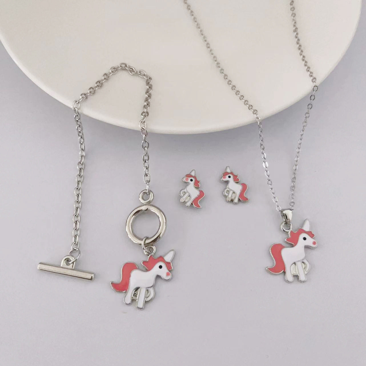 Fashion Temperament Clavicle Chain Niche Popular Unicorn Jewelry Set