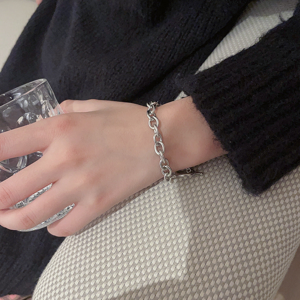Women's & Men's O-shaped Titanium Steel Tide Unique No Color Fading Bracelets