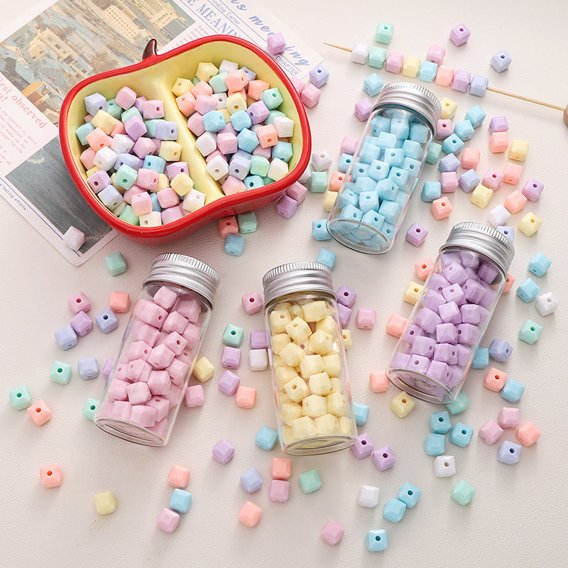 Acrylic Solid Color Imitation Glass Three-dimensional Square Jewelry Accessories