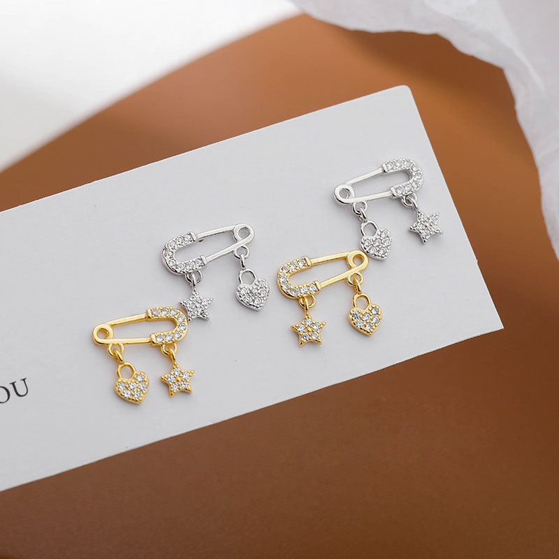 Women's Pin Sier Trendy Ear Simple Cold Style Eardrops Short Refined Stud Earrings
