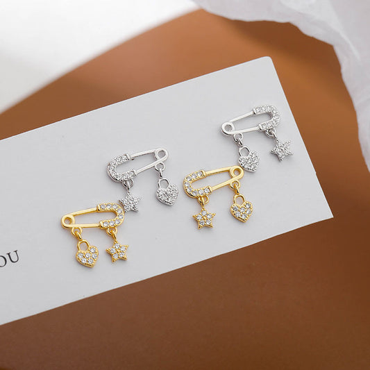 Women's Pin Sier Trendy Ear Simple Cold Style Eardrops Short Refined Stud Earrings