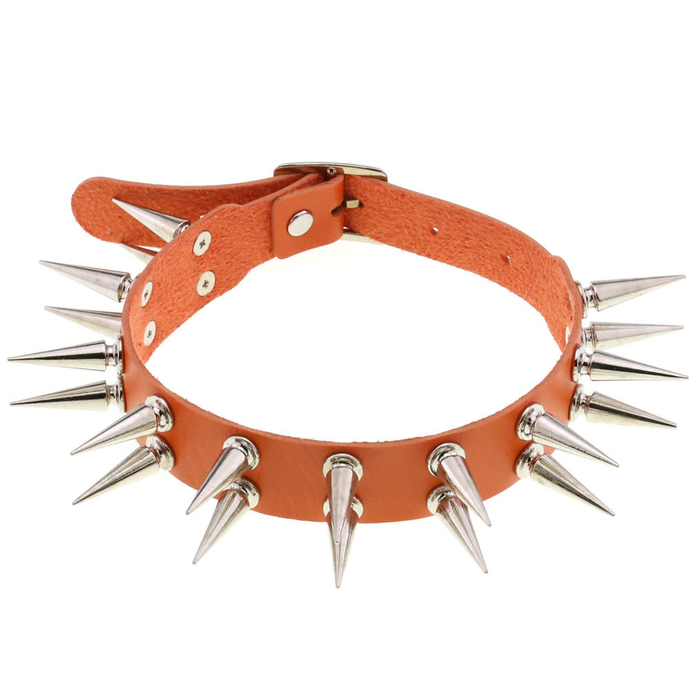Creative Double Row Rivet Pointed Nail Collar