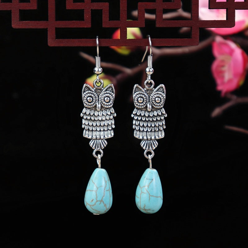 Women's Turquoise Elegant Simple Flower Water Drop Earrings