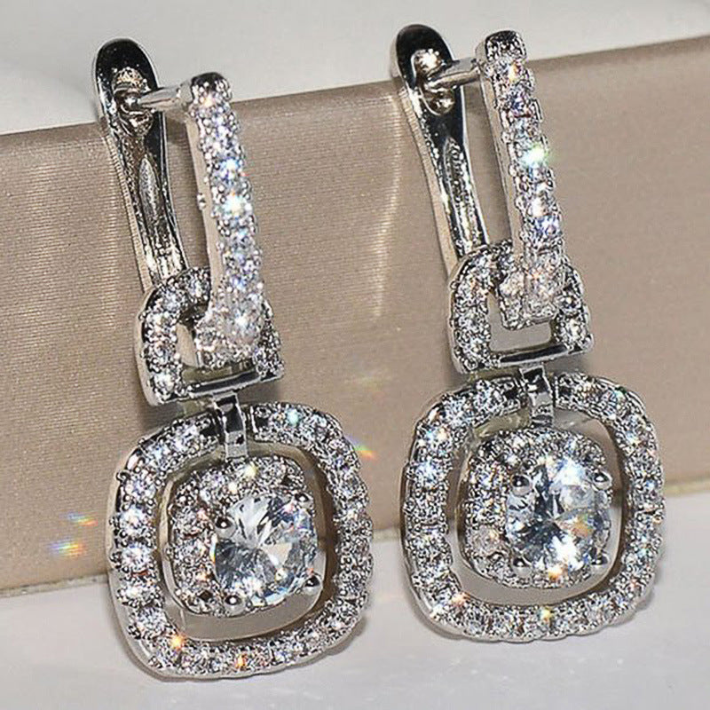 Women's Shi Shining Zircon Copper White Gold Rings
