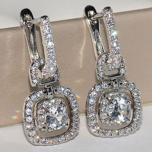 Women's Shi Shining Zircon Copper White Gold Rings