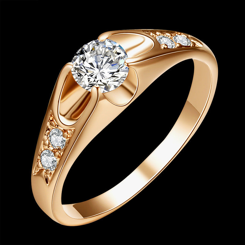 Women's Small Round Diamond Copper Plating Rose Gold Simple Ring