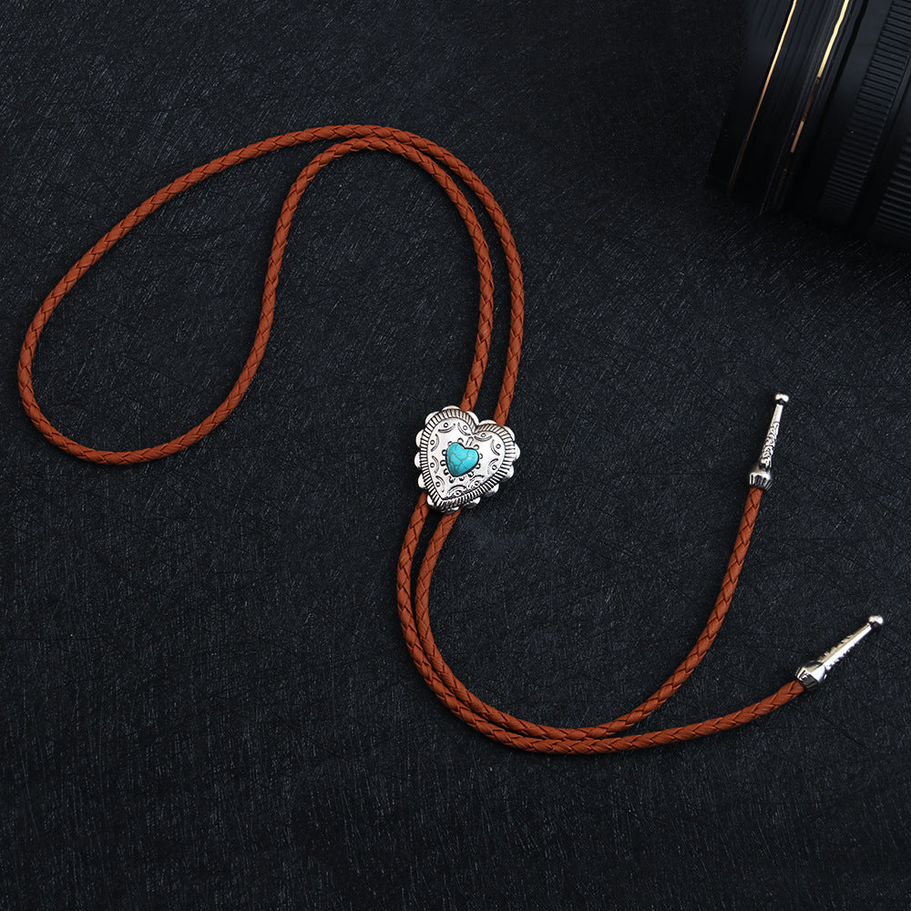 Fashion Personality Love Blue Turquoise Leather Necklaces