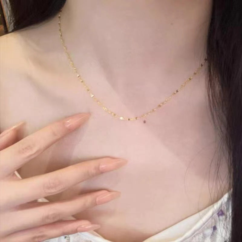 O-shaped Chain Clavicle Snake Bones Colored Gold Fine Single Rose Necklace