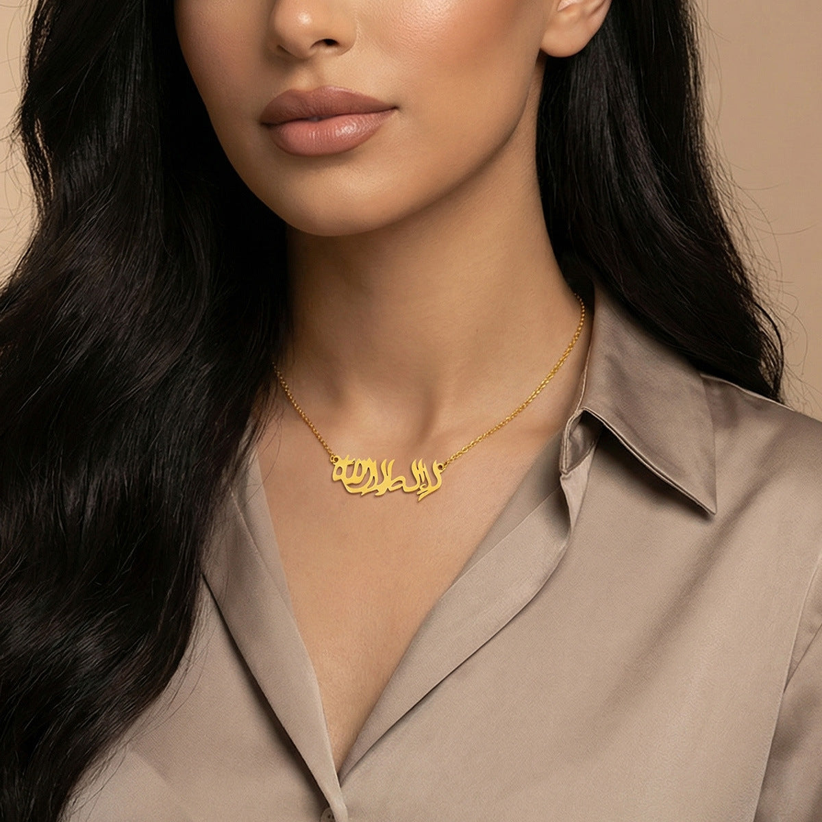 Women's Gold Arabic Text Clavicle Chain Simple Necklaces