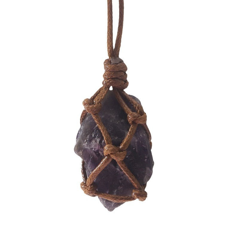 Handmade Woven Irregular Stone Net Rough Necklace