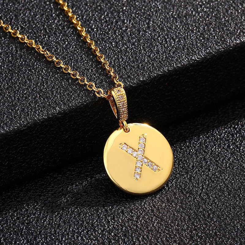 Women's Letter Fashionable English Copper Inlaid Zircon Small Necklaces