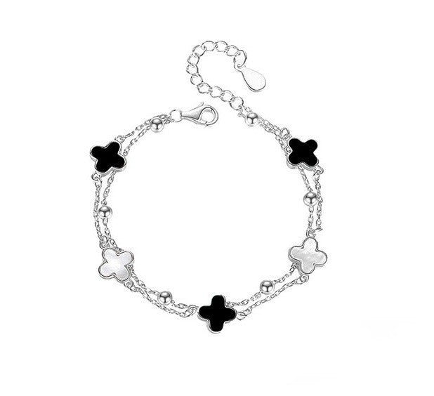 Malachite Clover Sterling Sier Red Agate Birthday Bracelets