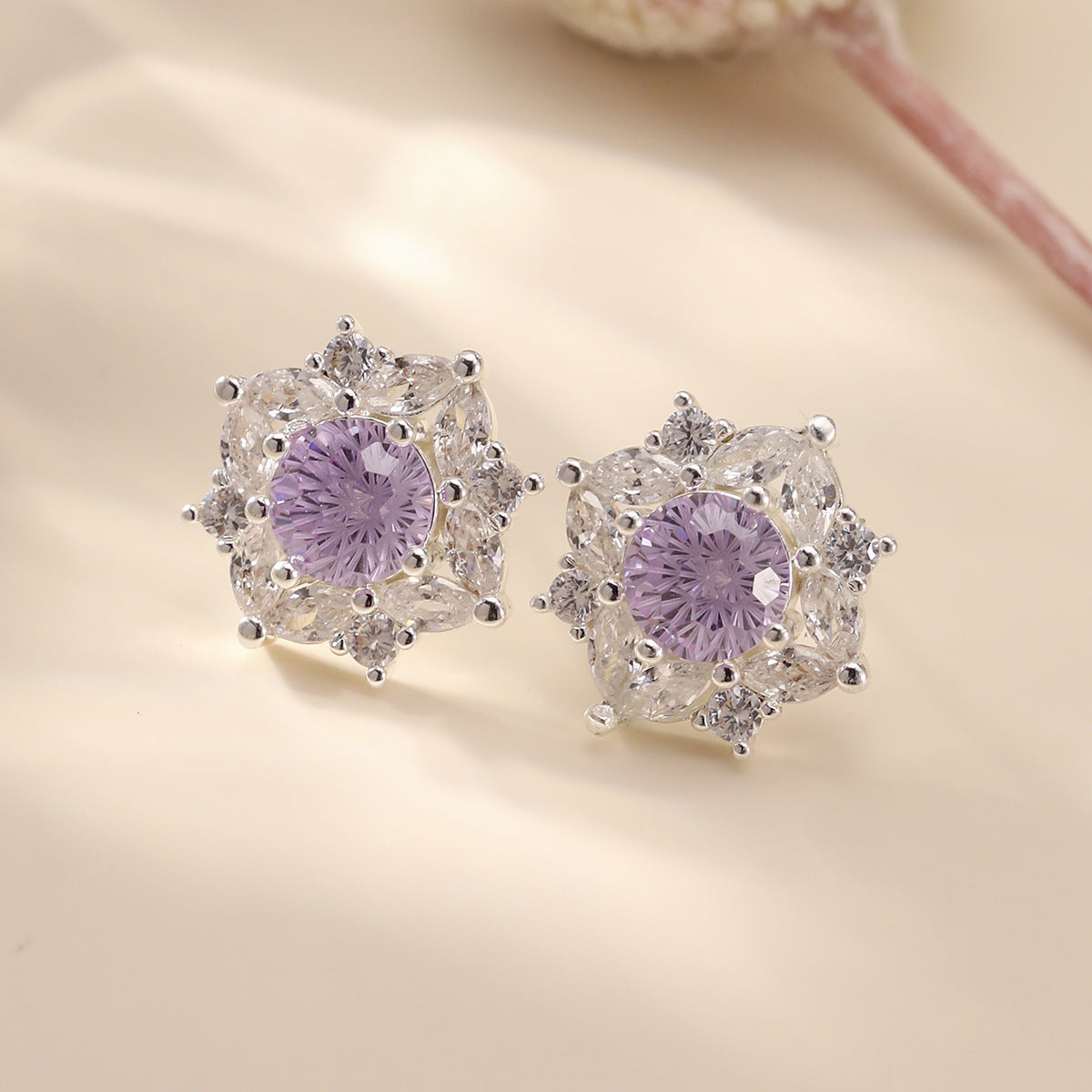 Summer Colorful Millennium Rose Cut Zircon Light Luxury Earrings