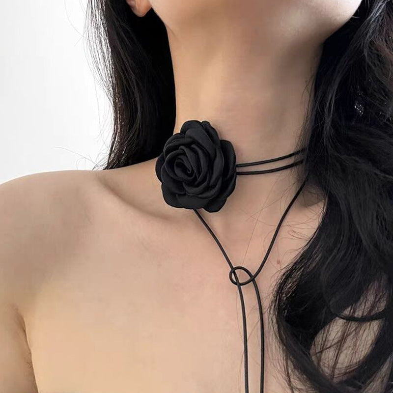 Women's Korean Style Handmade Fabric Flower Strap Necklaces